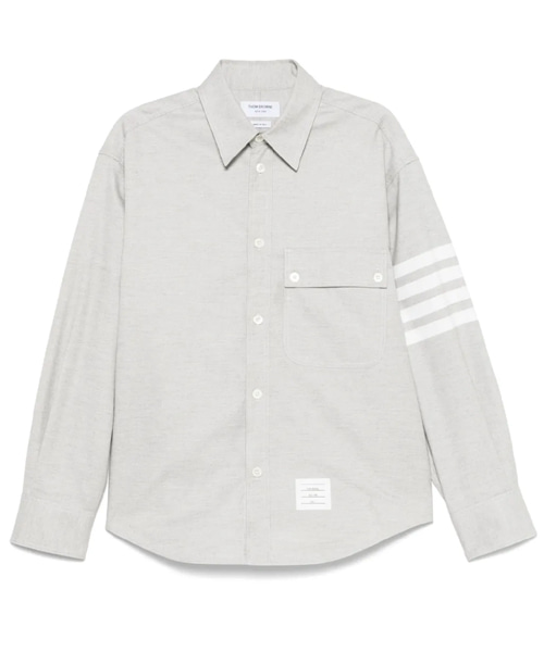 우븐 플란넬 4-바 오버사이즈 셔츠