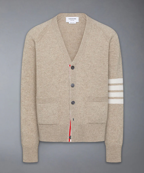 셰틀랜드 울 4-바 릴렉스 핏 브이넥 가디건