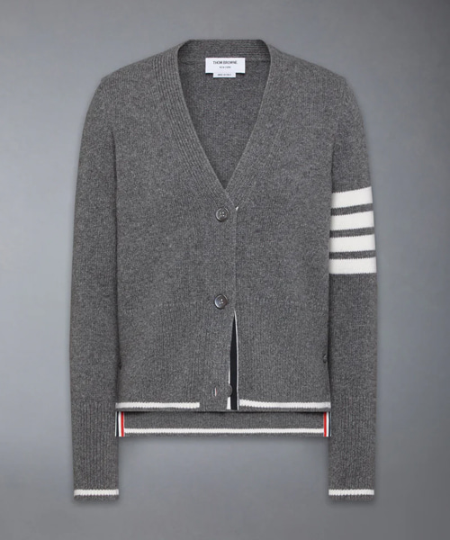 파인 메리노 인타르시아 기스 4-바 브이넥 가디건