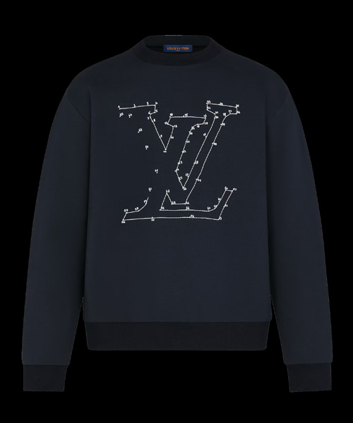 스티치 프린트 엠브로이더드 스웨트셔츠