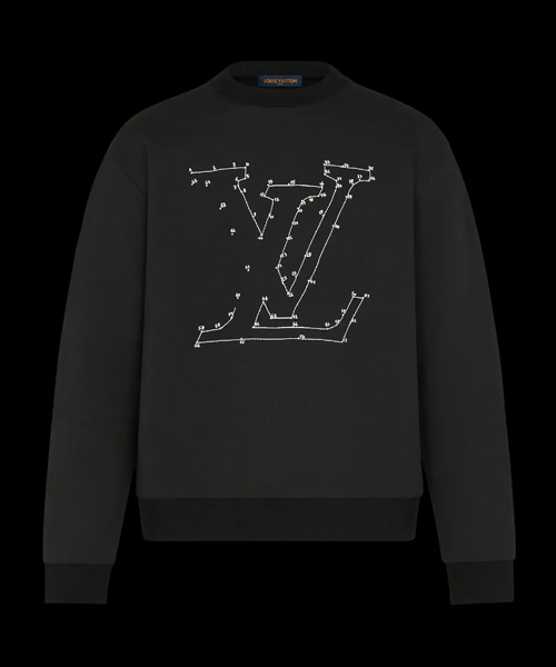 스티치 프린트 엠브로이더드 스웨트셔츠