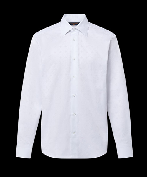 모노그램 롱 슬리브드 코튼 셔츠