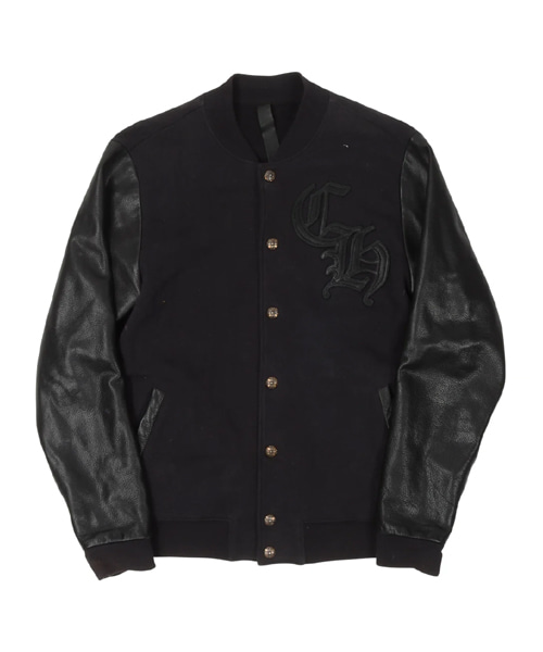 가죽 패치 바시티 자켓