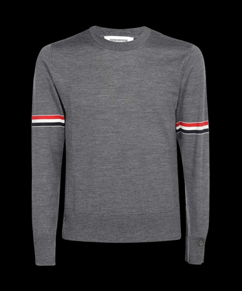 파인 메리노 울 스트라이프 크루넥 풀오버