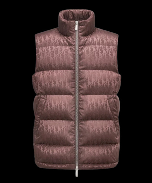 오블리크 테크니컬 자카드 슬리브리스 다운 자켓