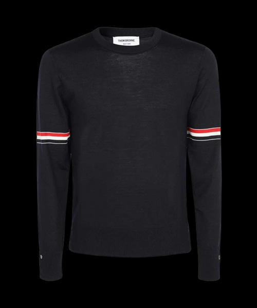 파인 메리노 울 스트라이프 크루넥 풀오버