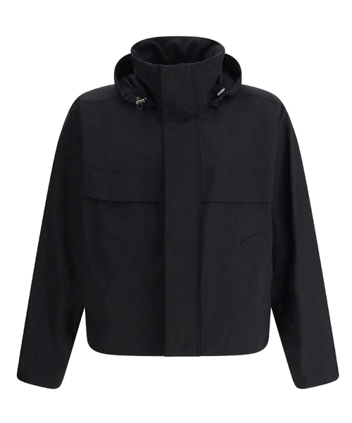 블랙 코튼 후드 자켓