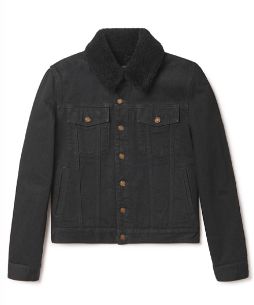 시어링 트림드 데님 자켓