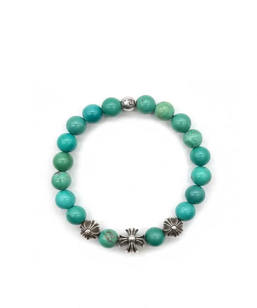 8mm 터콰이즈 4피스 실버 플러스 볼 비즈 브레이슬릿
