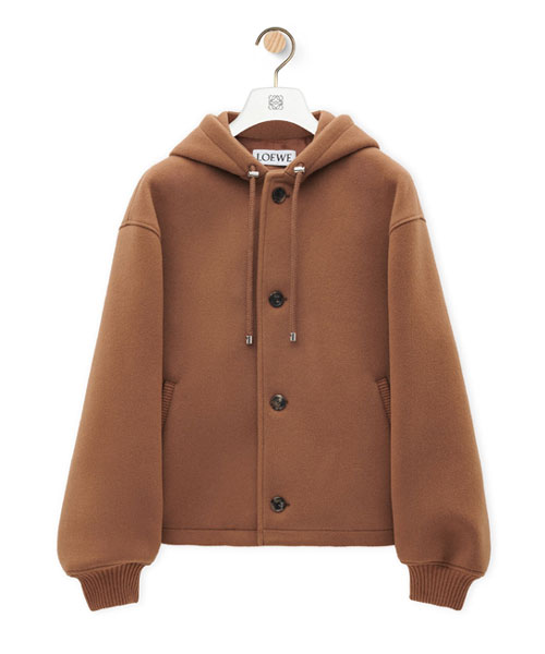 드로스트링 후드 레귤러 핏 울 재킷