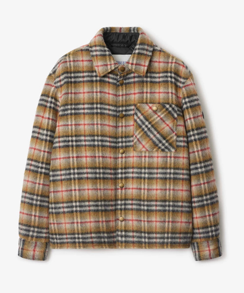 체크 울 오버셔츠