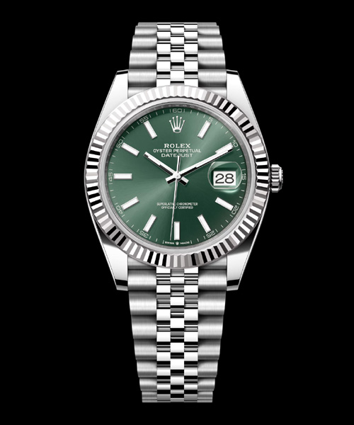 데이트저스트 (스틸 / 플루티드 베젤 / 쥬빌리 / 민트 그린 다이얼) 41mm