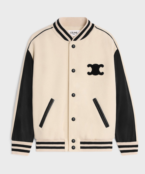 트리오페 로고 패치 테디 울 봄버 자켓