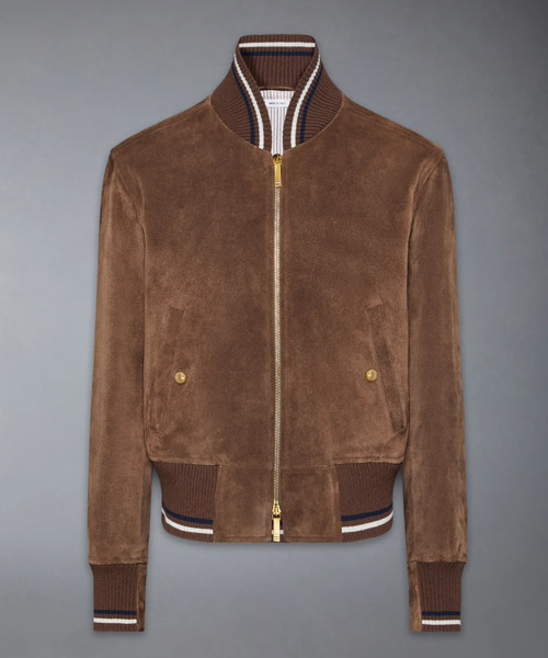 스웨이드 니트 립 블루종 재킷