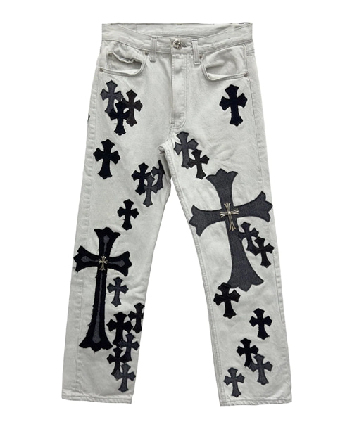 크로스 패치 라이트 그레이 청바지