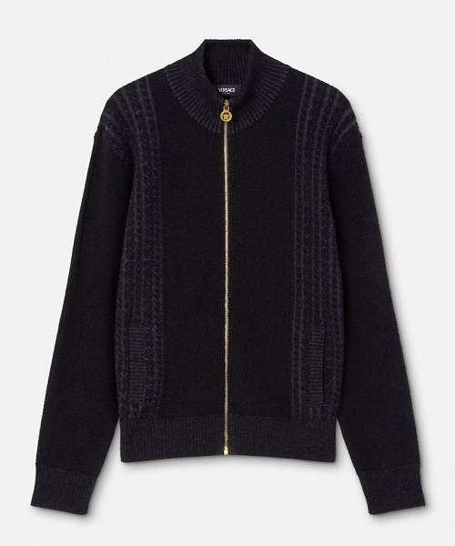 메두사 자카드 지퍼 니트 점퍼