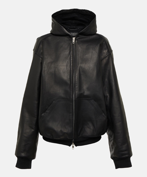 후드 가죽 자켓