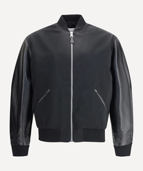 가죽 및 새틴 봄버 재킷