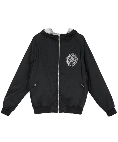 토널 모노그램 홀스슈 로고 집업 후드