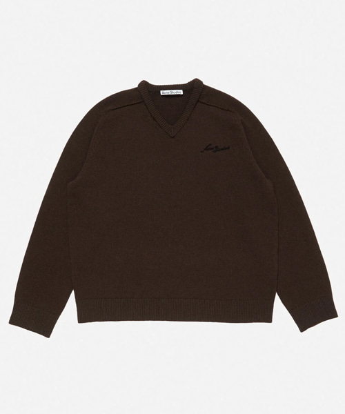 울 브이넥 스웨터