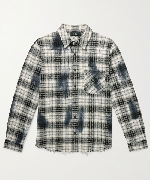 프레이드 체크 코튼 플란넬 셔츠