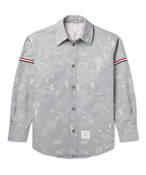 스카이 모티프 RWB 스트라이프 오버셔츠