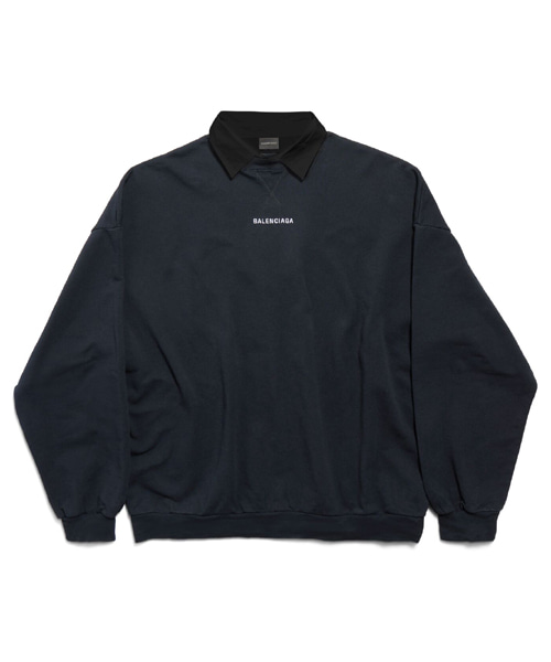 백 셔츠 칼라 크루넥