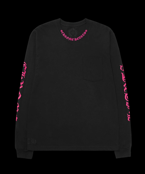 넥 스크립트 롱 슬리브 티셔츠