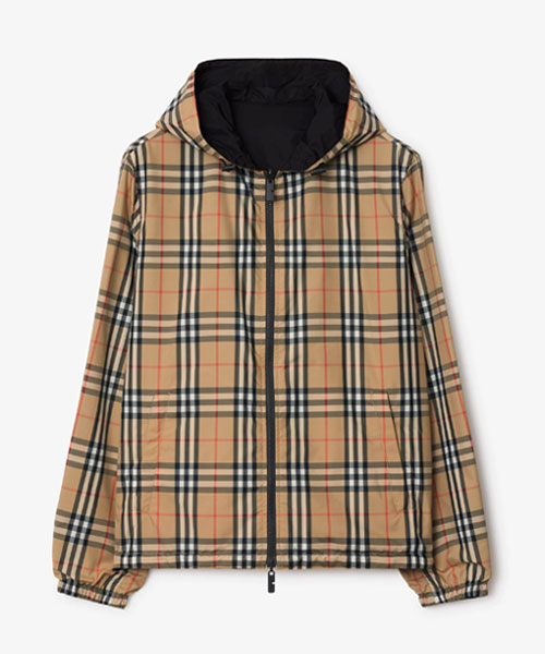 리버시블 체크 후드 재킷