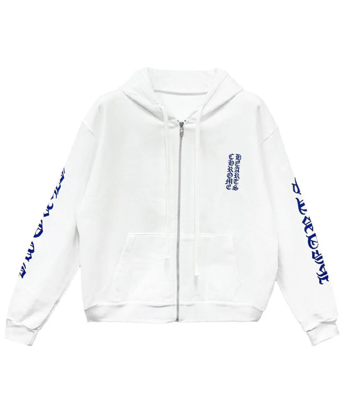 블루 스크롤 집업 후디