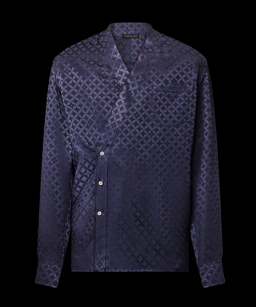 그래픽 자카드 긴팔 기모노 셔츠