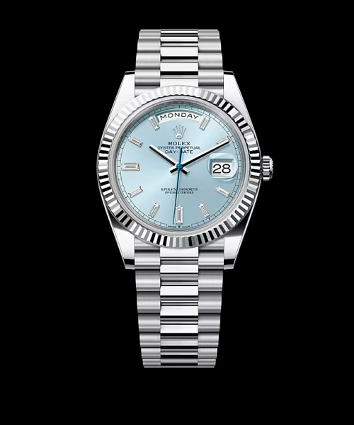 데이데이트 (플래티넘 / 아이스 블루 다이얼 / 플루티드 베젤) 40mm