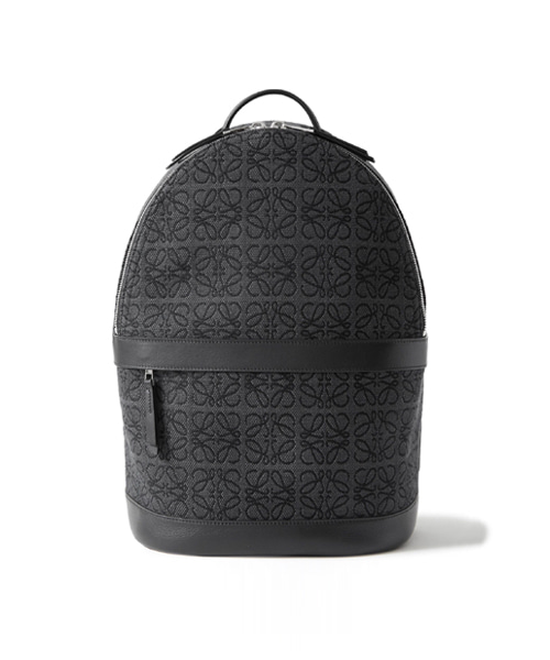 가죽 트림드 로고 자카드 캔버스 백팩