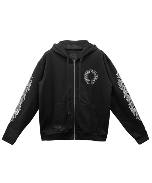 Fxxkyou 홀스슈 플로럴 슬리브 지퍼업 후드티