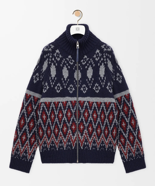 기하학 패턴 울 집업 가디건