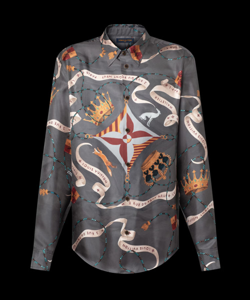 프린트 실크 셔츠