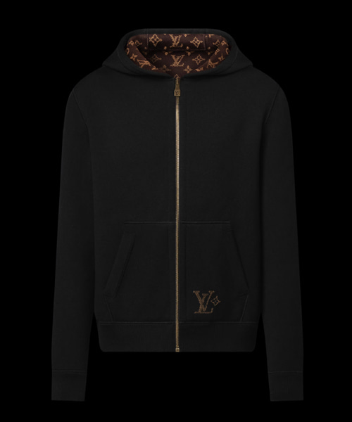 모노그램 리버서블 더블 페이스 후디드 블루종