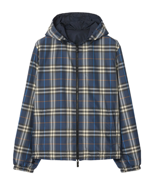체크 패턴 리버서블 후드 재킷