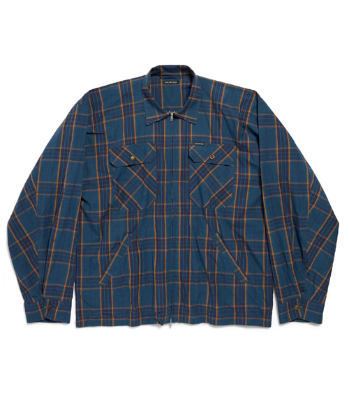 체크 플란넬 집업 셔츠