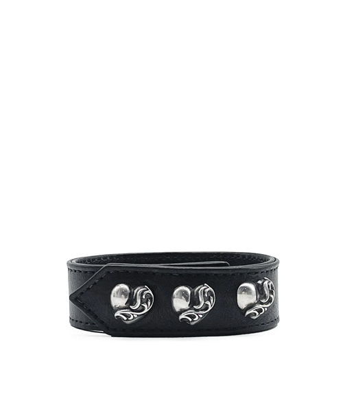 실버 바인 하트 가죽 팔찌