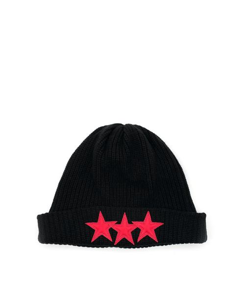 캐시미어 스타 레더 패치 비니