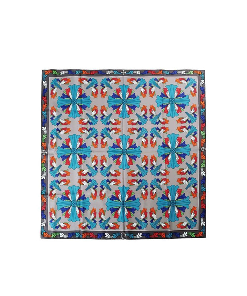 멀티 컬러 크로스 로고 실크 스카프