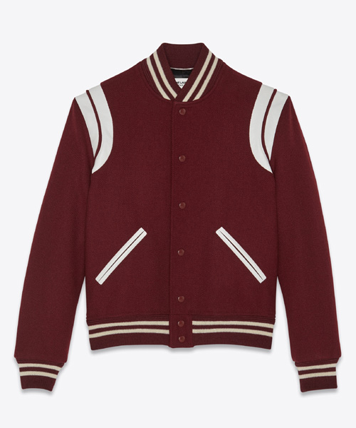 컬러 믹스 가죽 & 울 블루종 자켓