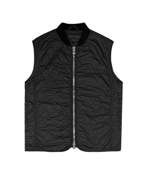 크로스 패치 블랙 퀄팅 베스트