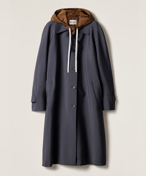 싱글 브레스티드 키드 모헤어 앤 테크니컬 퐁제 코트