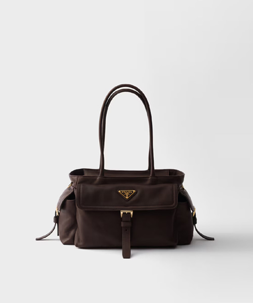 미디엄 프라다 익스플로어 나파 가죽 토트백