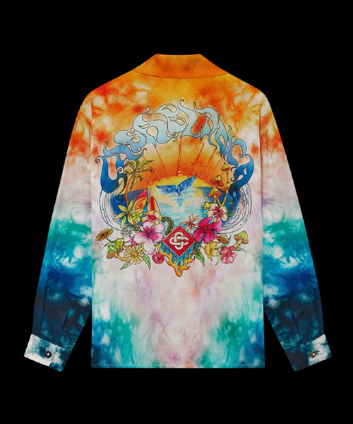 서핑 트립 롱 슬리브 실크 셔츠