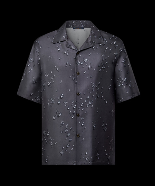 모노그램 숏 슬리브 실크 셔츠
