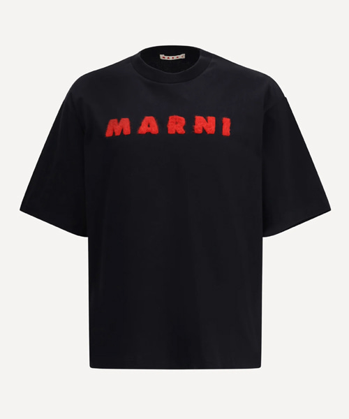 블랙 코튼 모헤어 패치 티셔츠