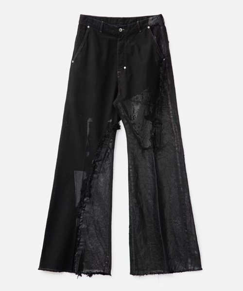 조리스 코팅 디스트레스드 와이드 레그 진
